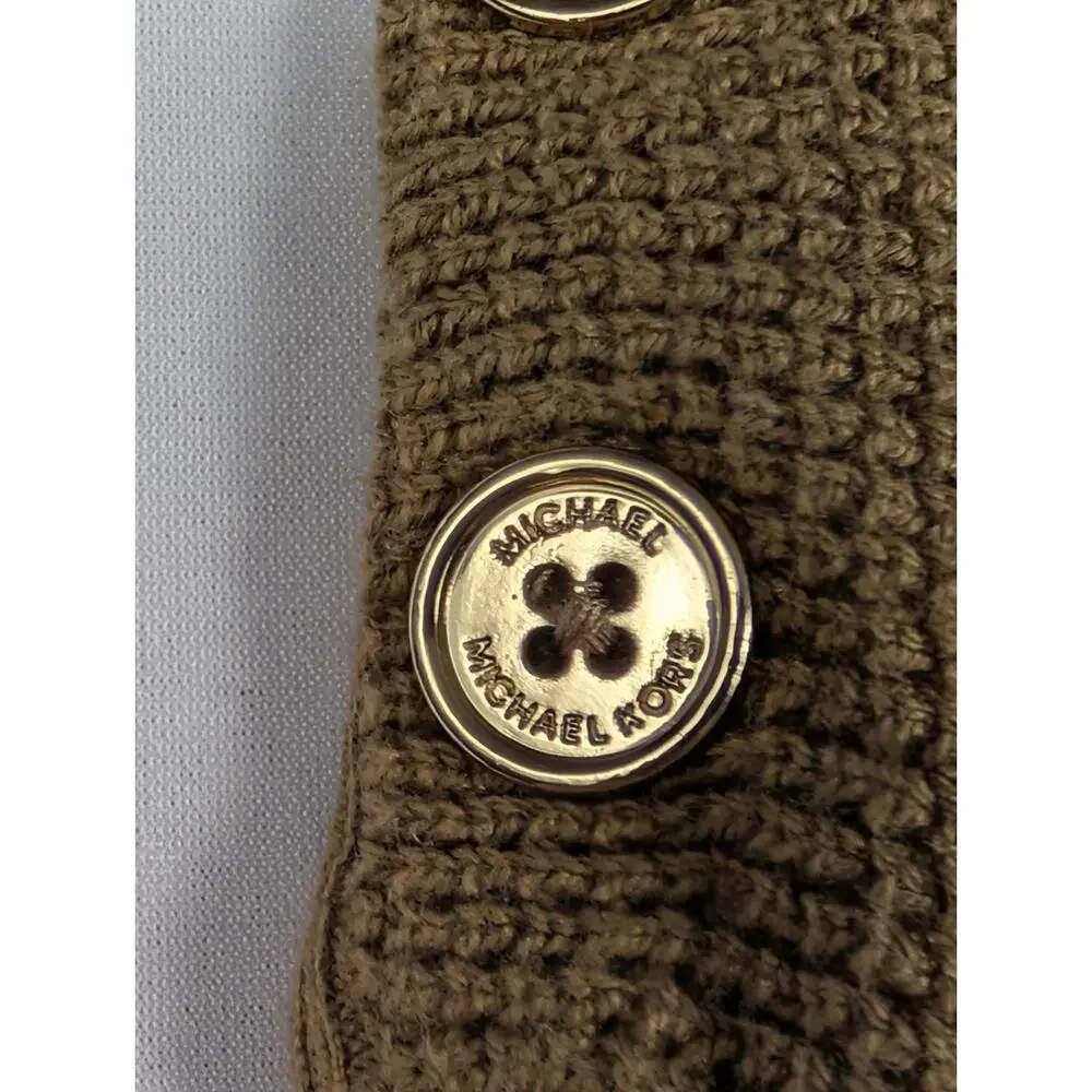 Michael Kors Sweater Womens Small Brown Long Sleeve Knit Tunic Scoop Neck Gold